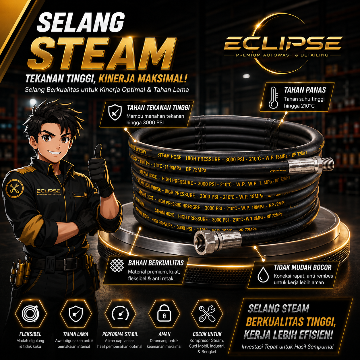 SELANG STEAM CUCI MOBIL