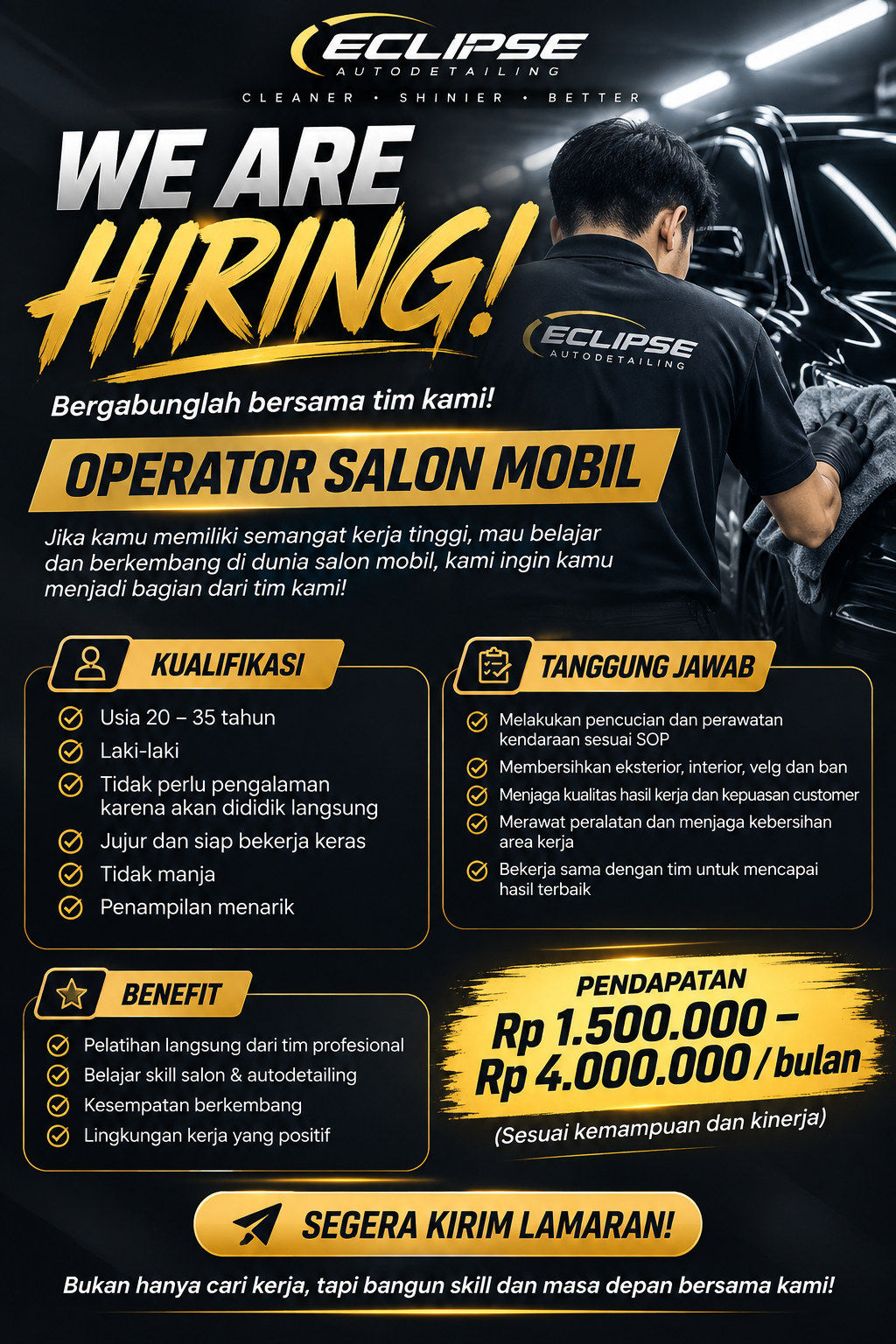 Lowongan Kerja Salon Mobil Bandung - Operator Salon