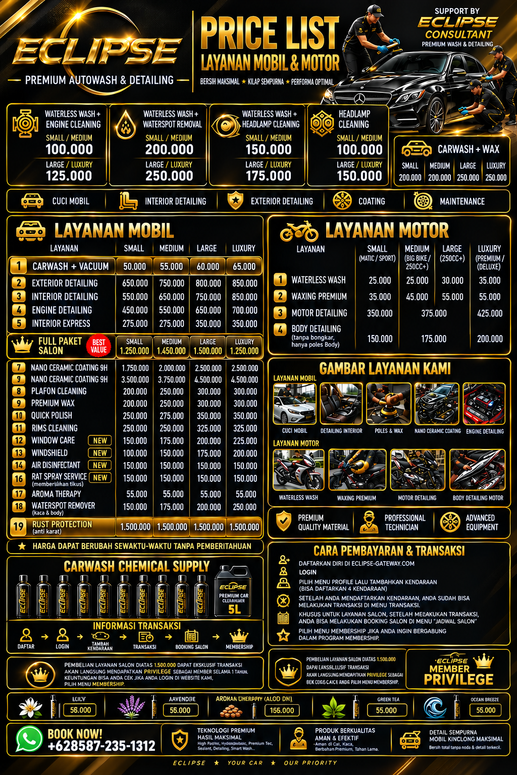 Daftar Harga Layanan ECLIPSE PREMIUM WASH & DETAILING